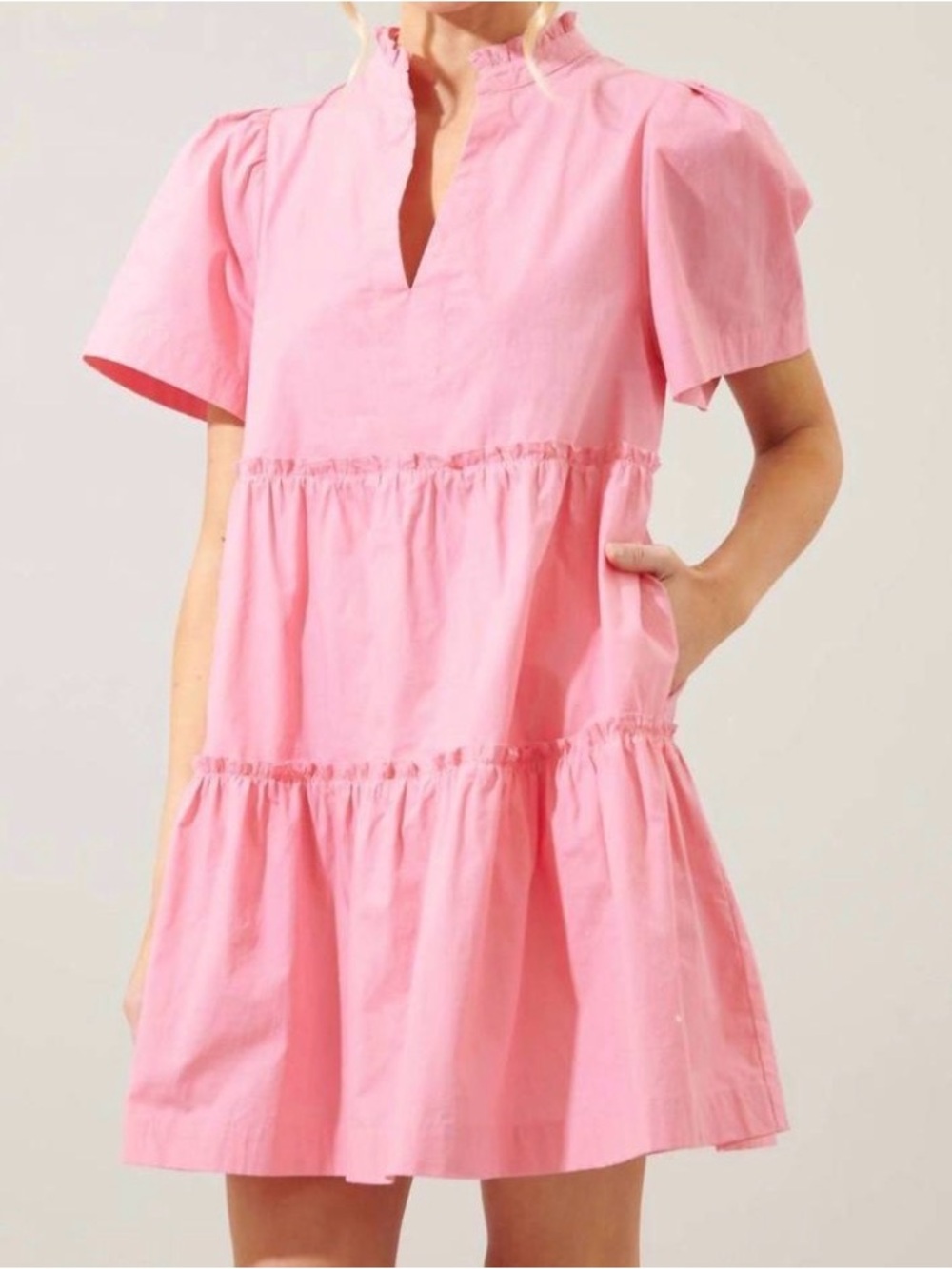 SUGARLIPS Julissa babydoll mini dress in bubblegum pink Sz M